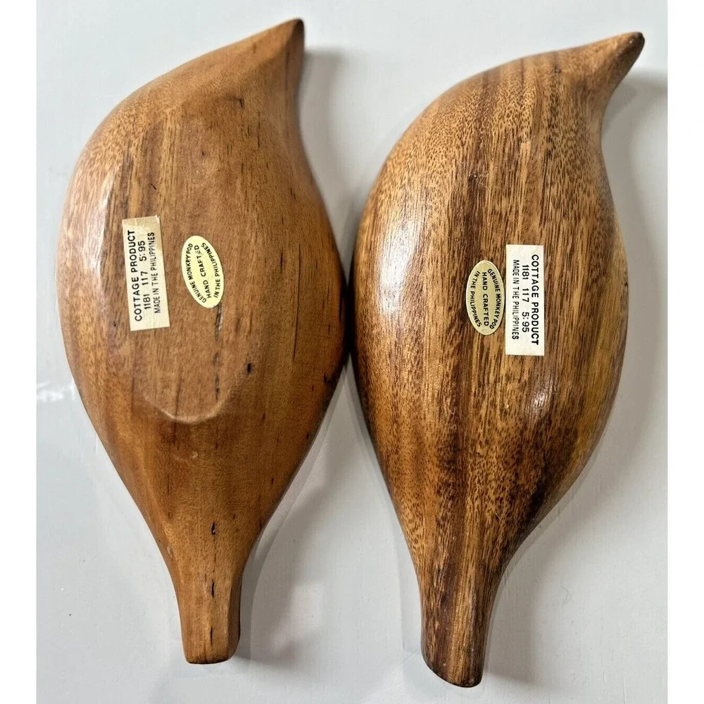 Vintage Hawaiian Monkey Pod Wood Bowl Set Handcrafted‎ Philippines Genuine SET